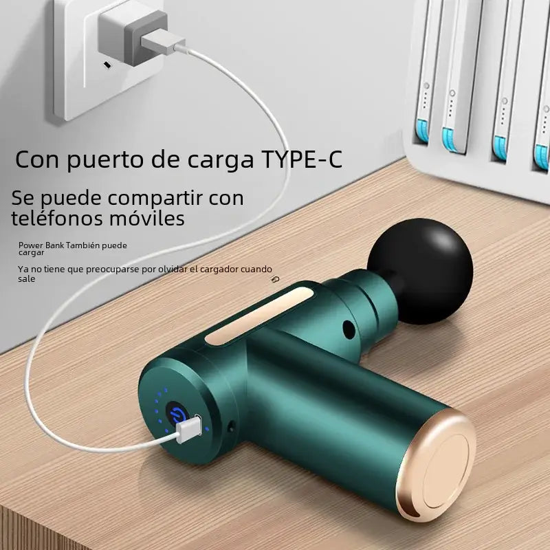 Professional Fascia Gun Massager with Type-C charging port for mobile devices, perfect for deep tissue relief.